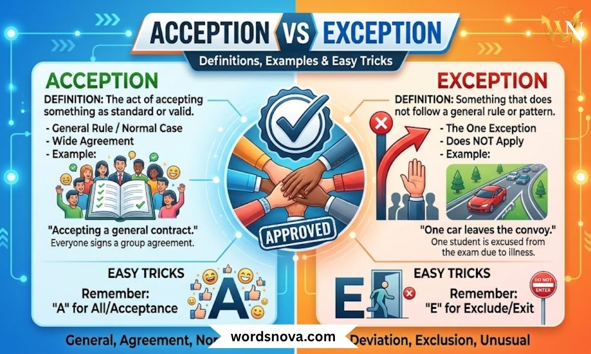 Acception vs Exception Definitions, Examples & Easy Tricks